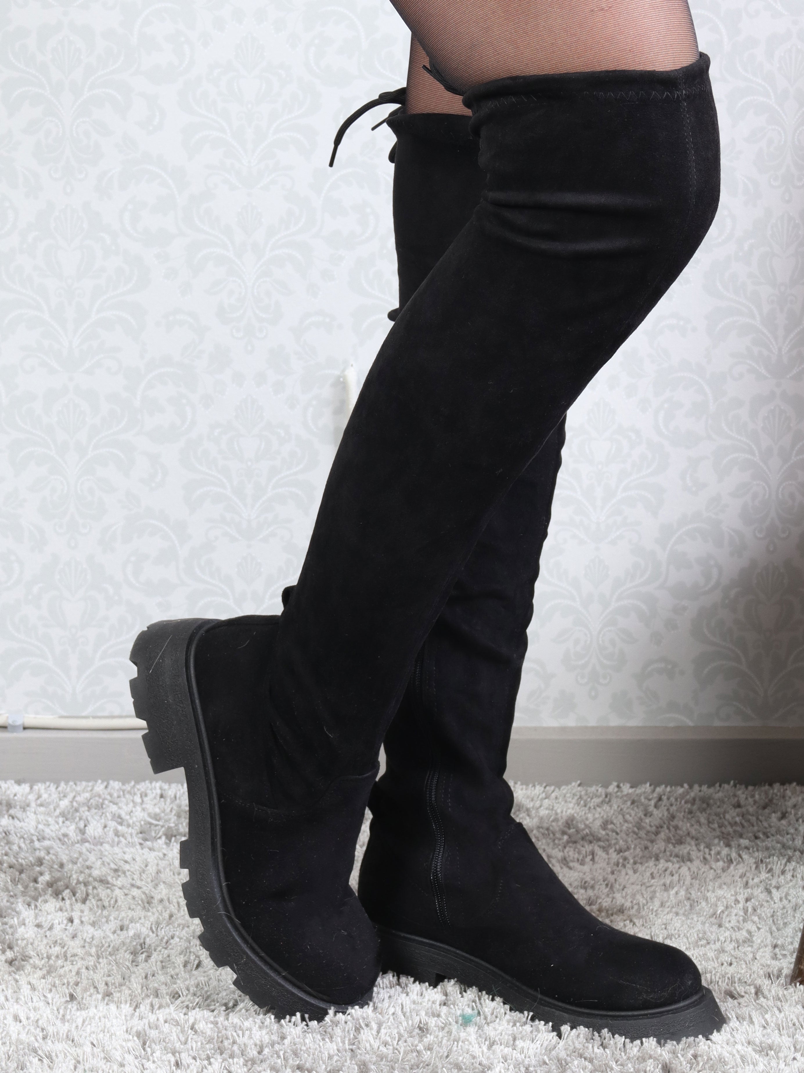 Nicka - Overknee støvler i ruskindslook